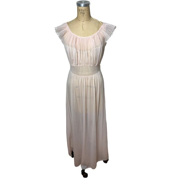 1950s pink pink peignoir set with robe and nightgown Size M - Picture 2 of 10